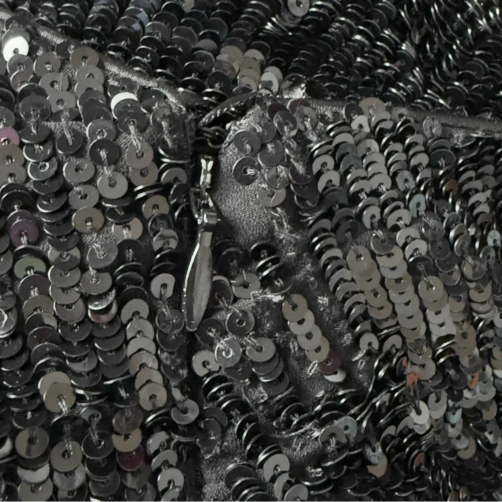RETROFETE‎ Black Sequin Asymmetric Ruched Hem Bodycon Mini Skirt XL